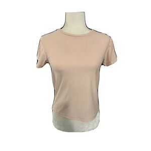 we me womens solid baby pink Crew Neck short sleeve top t shirt Xs